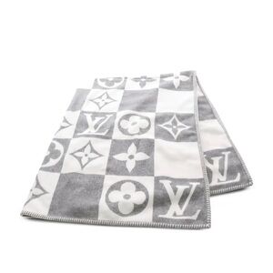 Louis Vuitton Monogram Blanket in Gray and White